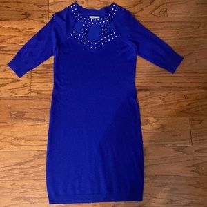 Allison Brittney Blue sweater with silver Decretive design dress size M